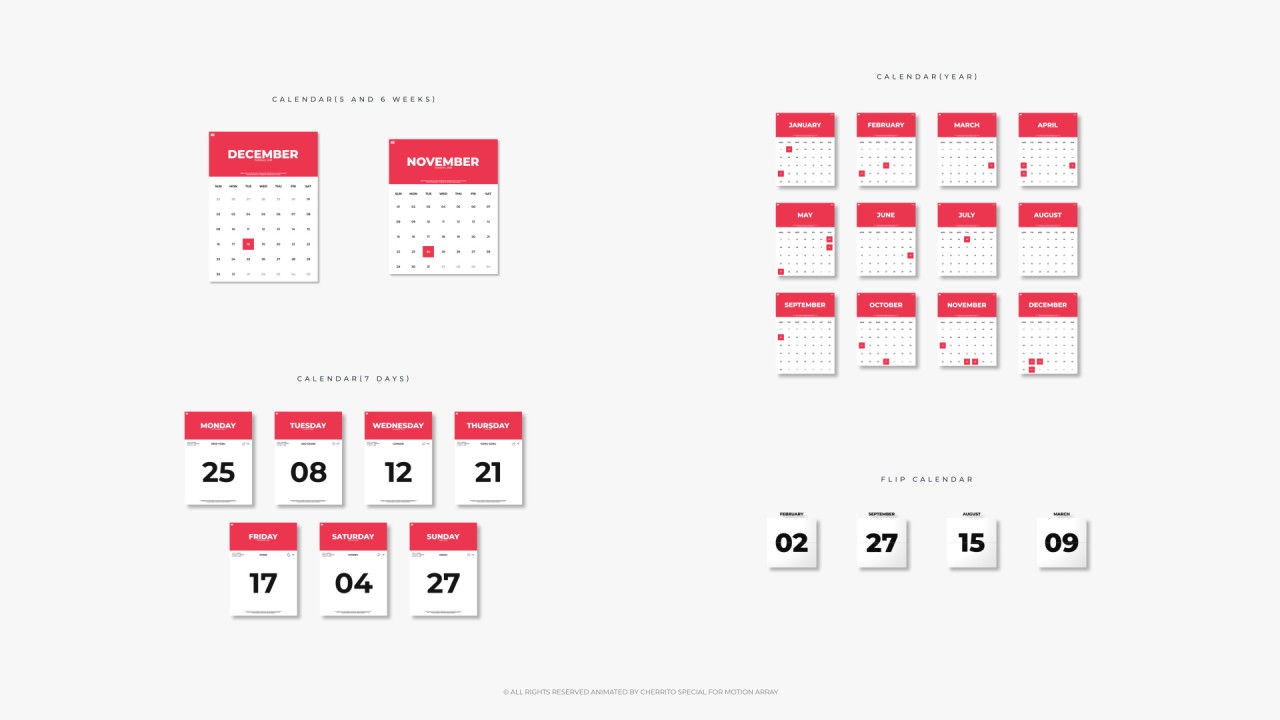 25个动画日历照片展示素材库精选AE模板