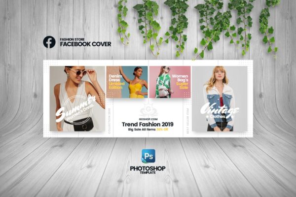 GoShop-女装品牌商店Facebook封面设计模板素材库精选 GoShop – Fashion Store Facebook Cover Template