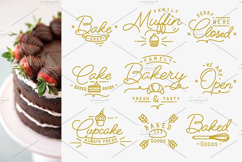 复古扁平风格烘焙主题符号图标 Bakery Flat Icon插图(2)