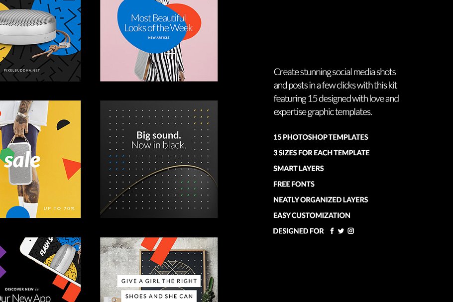 色彩缤纷社交媒体贴图模板素材库精选 Social Media Handler Kit Vol.2插图(1)