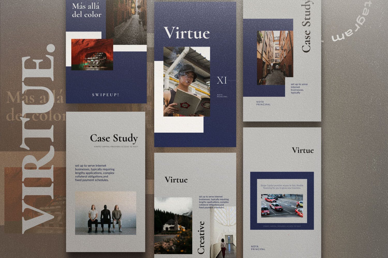 复古颗粒感背景社交媒体设计模板素材库精选素材 VIRTUE – Social Media Template + Stories插图(2)