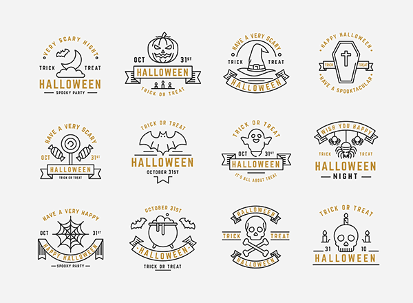 有趣的万圣节矢量徽章 (及推荐一部相关的动漫电影）