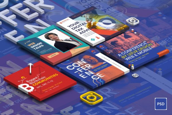 活动会议/财务做账公司Instagram社交广告设计模板素材库精选 Event Conference, Tax Income Instagram Post