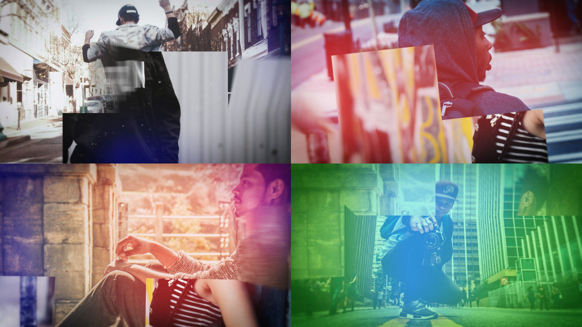 彩色漏光效果的图片组合动画片头素材库精选AE模板