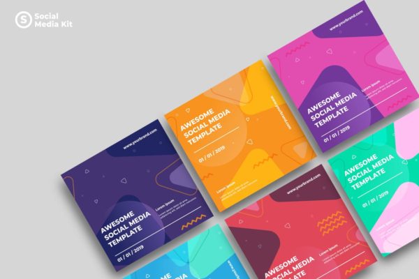 社交媒体正方形广告&amp;贴图创意设计模板v22 SRTP – Social Media Kit.22