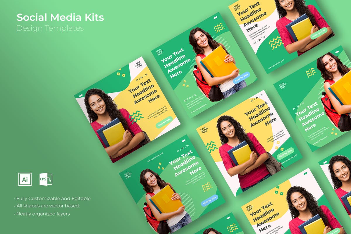 社交媒体正方形广告&贴图创意设计模板素材库精选v28 SRTP – Social Media Kit.28插图