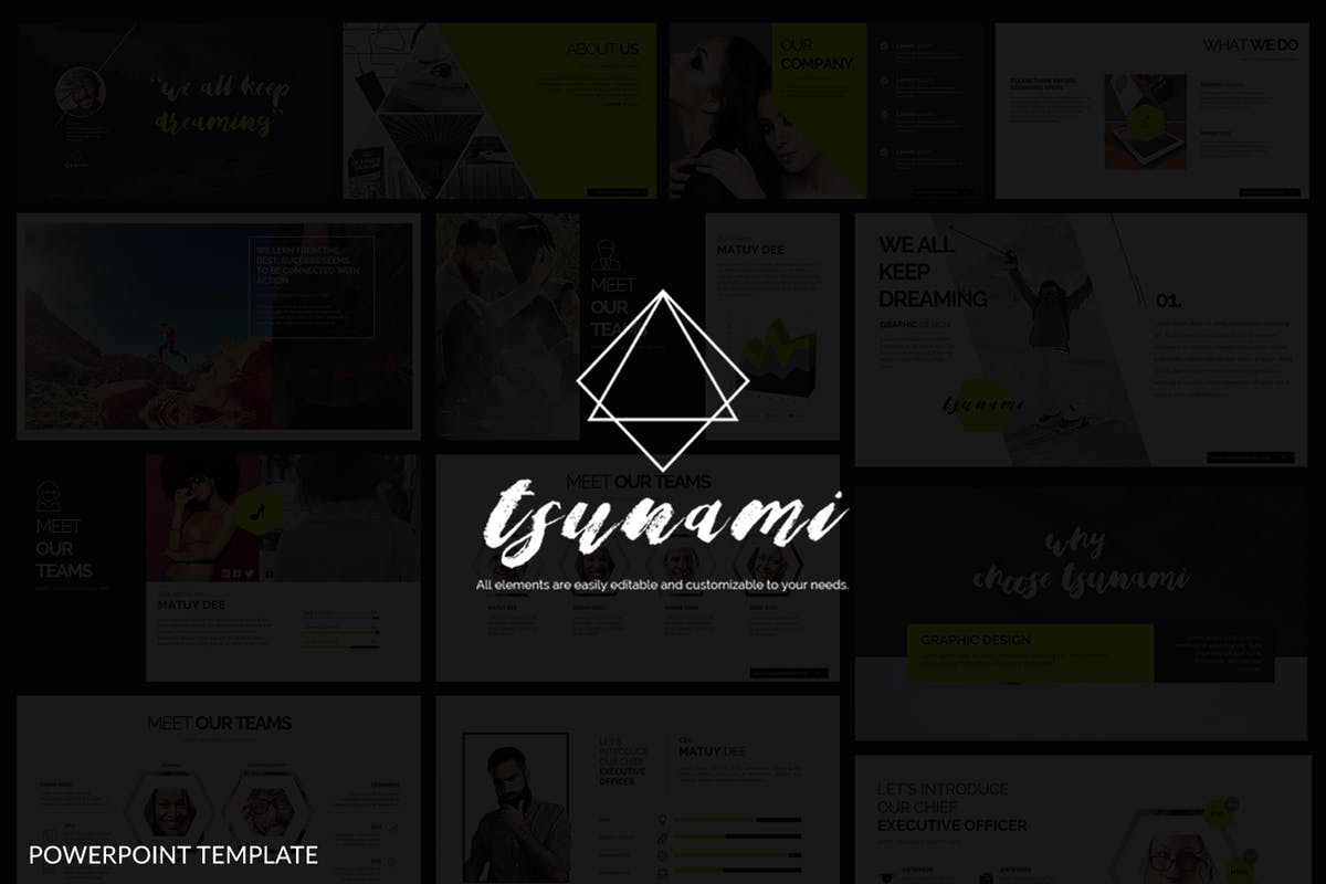 商务企业营销演示PPT模板下载 Tsunami Powerpoint Presentation插图