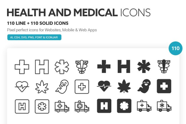 健康医药主题图标 Health and Medical Icons