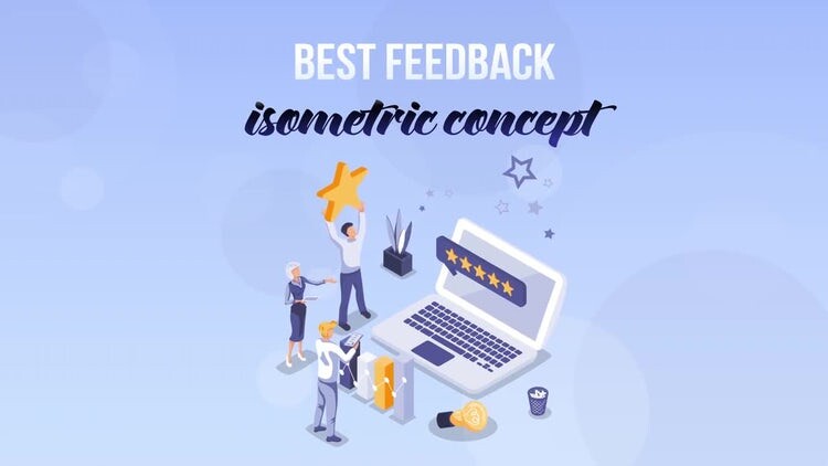 时尚创意的最佳反馈等距概念素材库精选AE模板