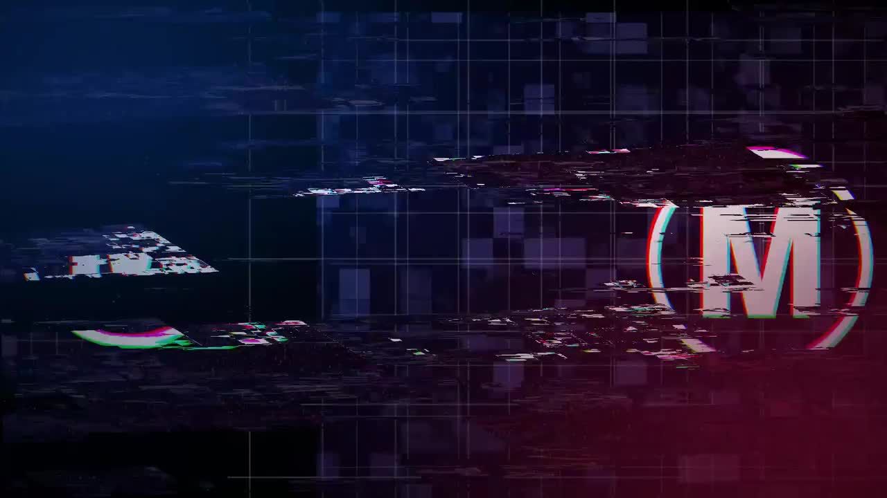 扭曲效果的小故障徽标显示素材库精选AE模板