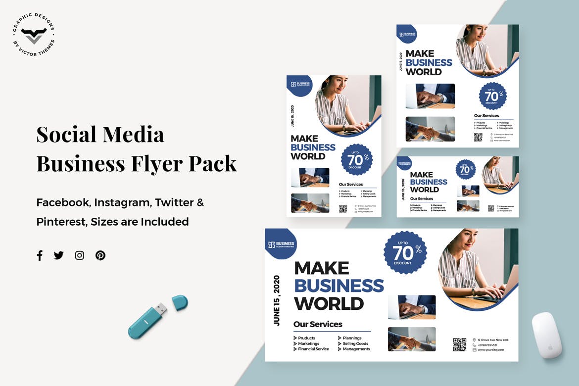 企业社交宣传推广设计素材包 Business Social Media Template插图(1)