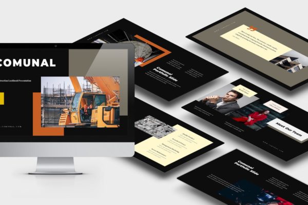 建筑与工程企业介绍/项目策划素材库精选PPT模板 Comunal : Construction &amp; Engineering Powerpoint