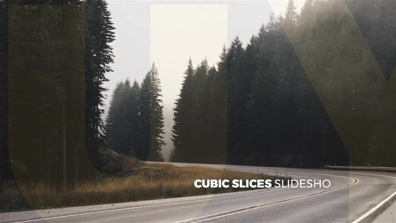 创意的立方切片幻灯片度假照片展示素材库精选AE模板