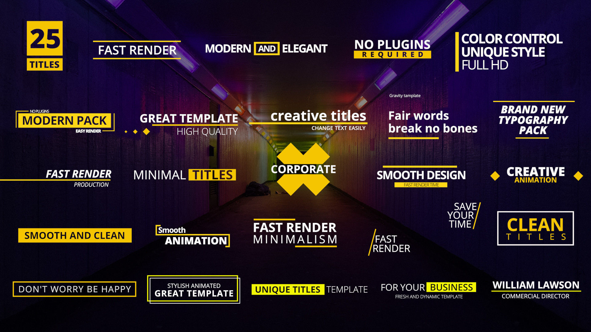 25个干净简单的较低的三分之一标题包素材库推荐Pr模板