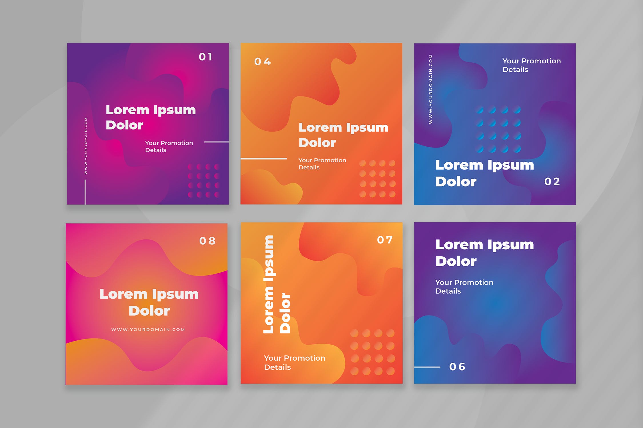 渐变色创意几何图形社交推广设计素材包 Six – Gradient Social Media Kit插图(2)