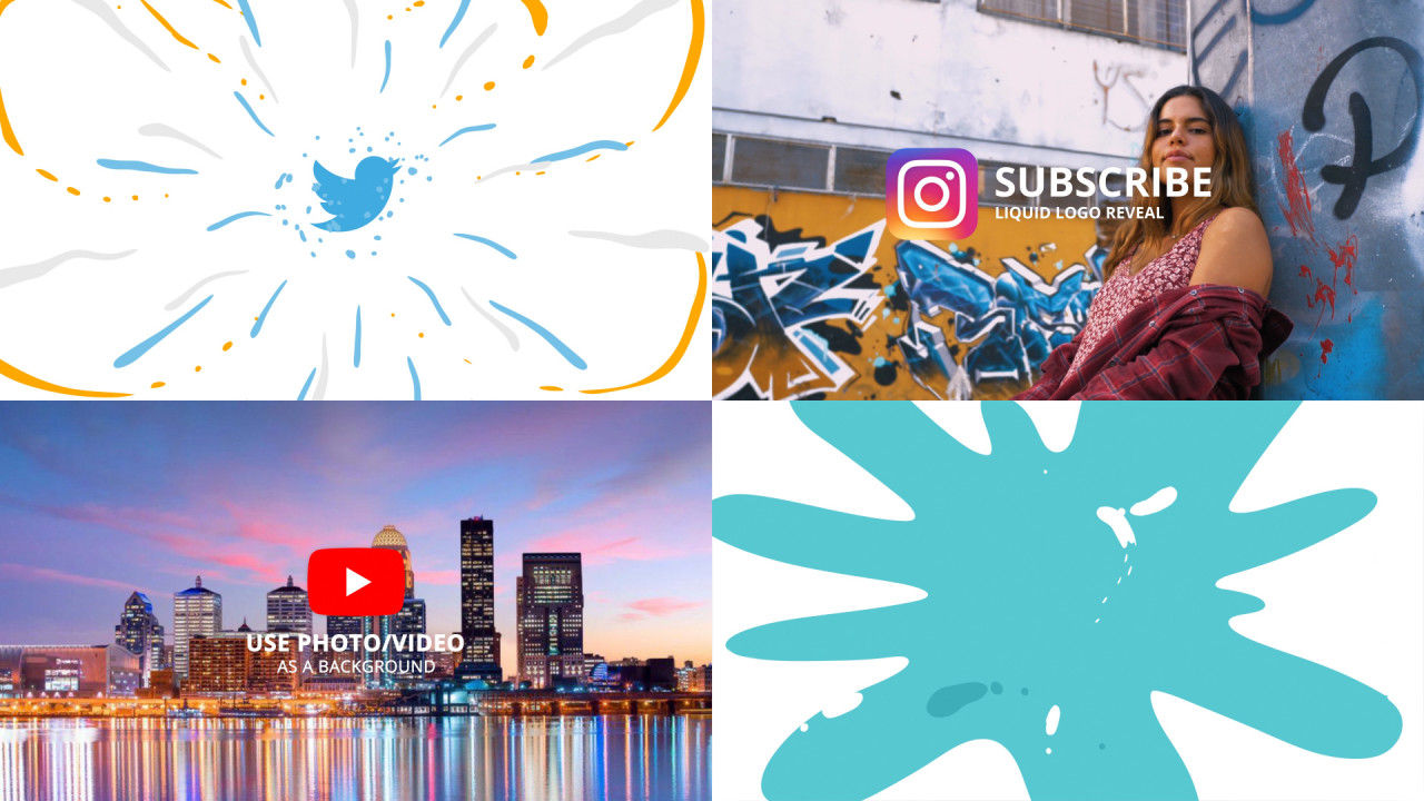 新颖创意的液体徽标素材库精选AE模板