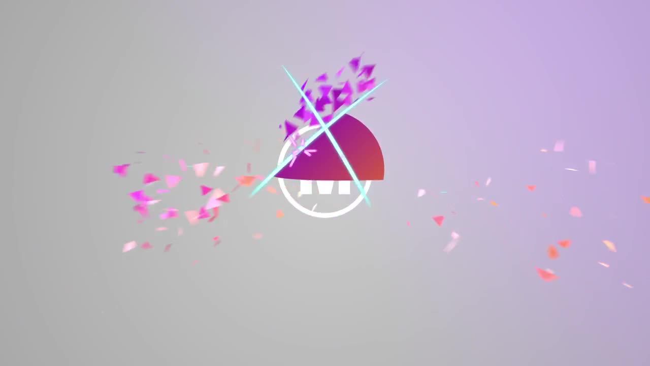 色彩鲜艳活力创意的动画形状切碎效果展示徽标素材库精选AE模板