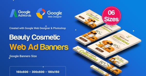 护肤品化妆品促销谷歌素材库精选广告模板素材 C18 – Cosmetic Banners HTML5 – GWD &amp; PSD