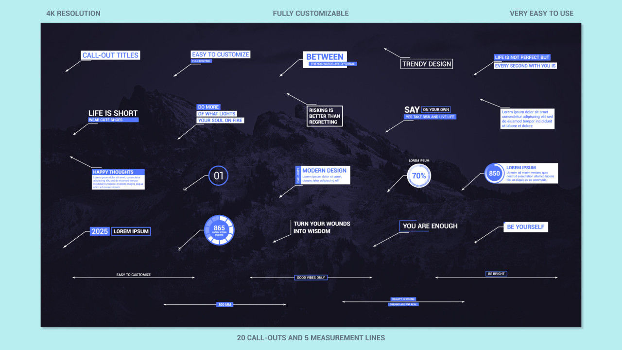 20个整洁创意的标注动画标题素材库精选AE模板