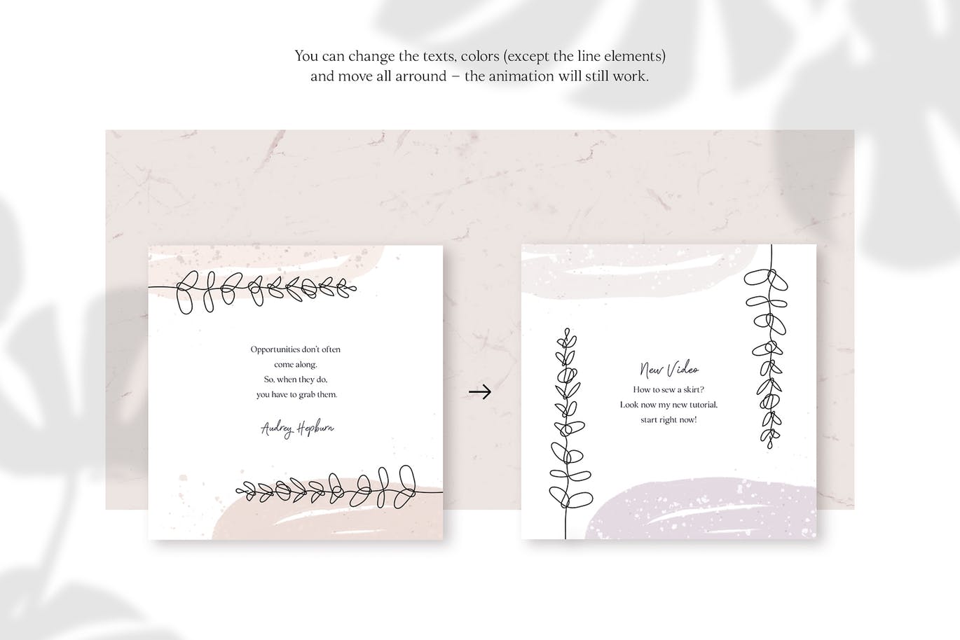 优雅线条动画艺术社交动画贴图设计模板素材库精选 ANIMATED Instagram Posts – Lina插图(3)