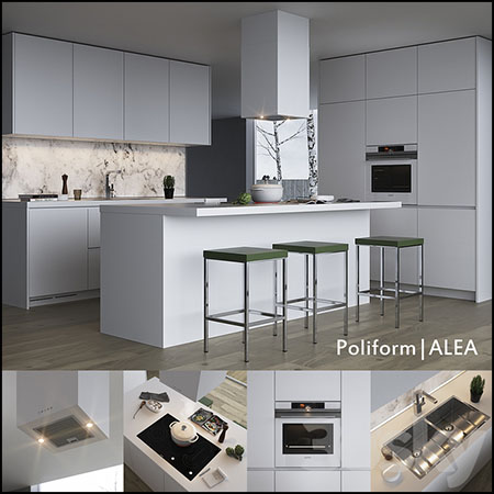 现代开放式厨房 (vray, corona)素材之家精选3D模型