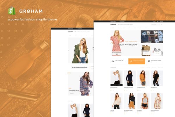 时尚服饰电商网站Shopify主题模板素材库精选 Groham – Fashion eCommerce Shopify Theme