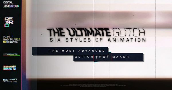 70种信号故障视频字幕标题特效素材库精选AE模板 The Ultimate Glitch Text Maker + 70 Title Animation Presets Pack