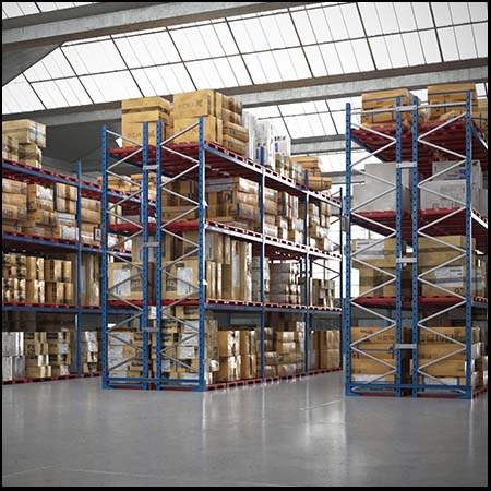 室内仓库单体货架叉车物流仓库库房管理3DMAX模型