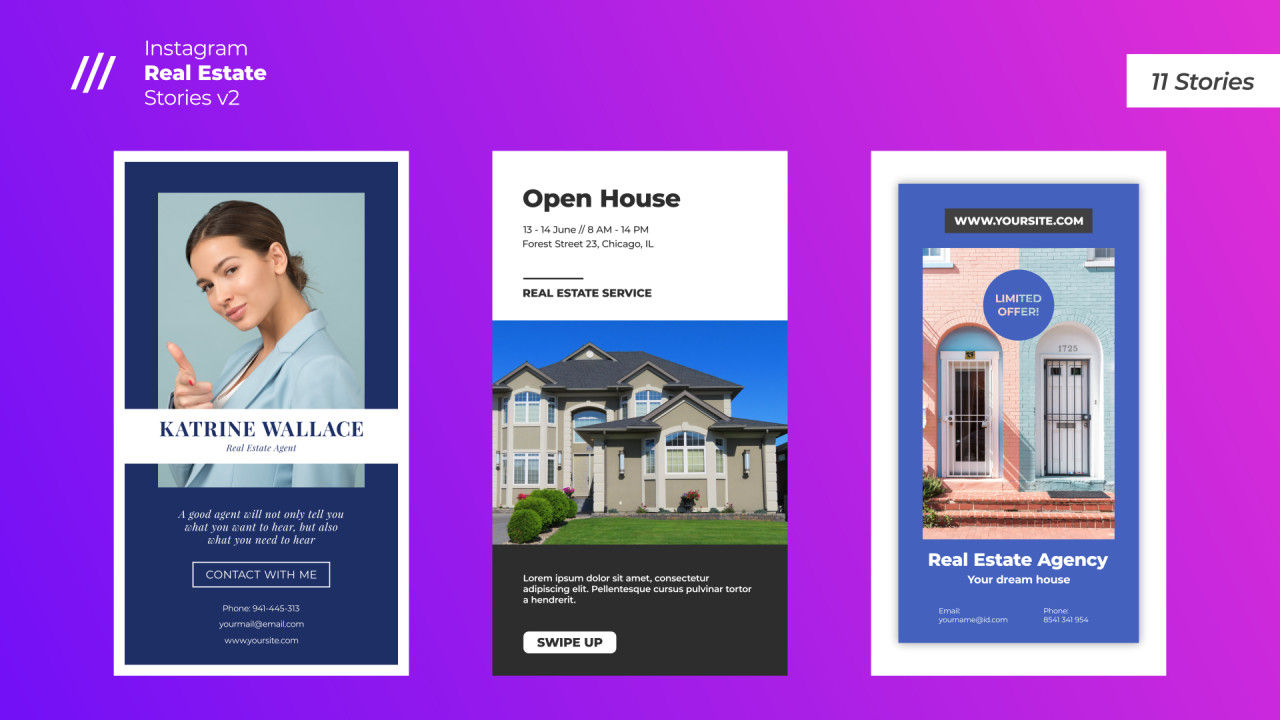 11个创意动画ins房地产故事素材库精选AE模板