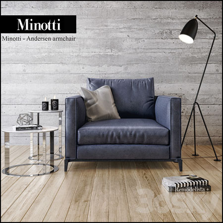 扶手沙发椅3D和落地灯茶几素材之家精选3D模型