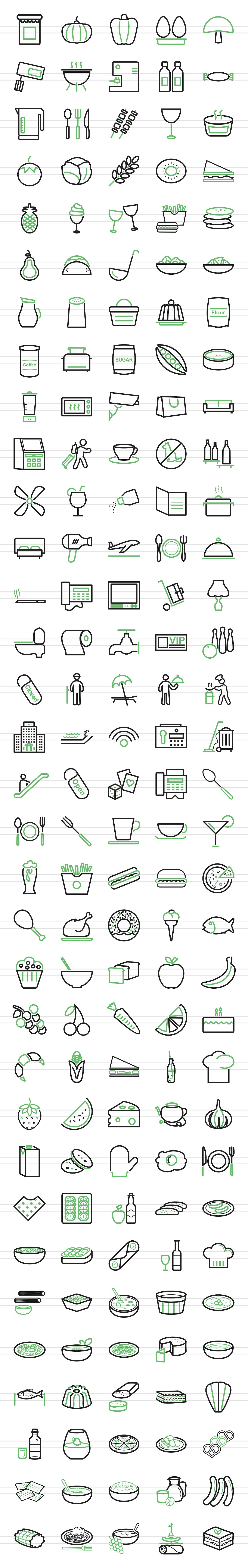 166＋餐厅和食物特色线框图标插图(1)