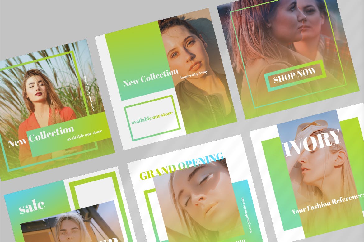 时尚品牌社交推广设计模板素材库精选素材 Ivory – Social Media Kit插图(3)