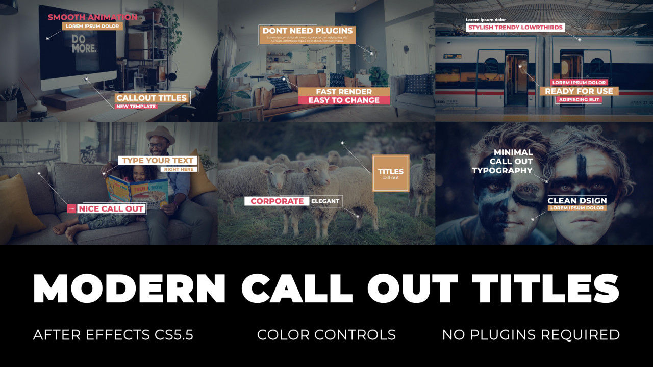 现代呼叫指示线产品信息说明素材库精选AE模板