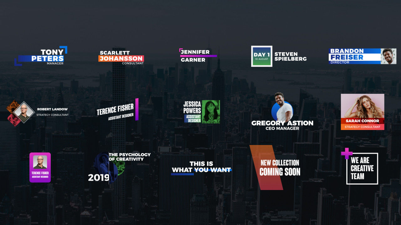 15个全屏标题字幕条动画素材库精选AE模板