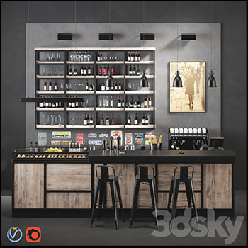 麦迪逊酒吧吧台素材之家精选3D模型