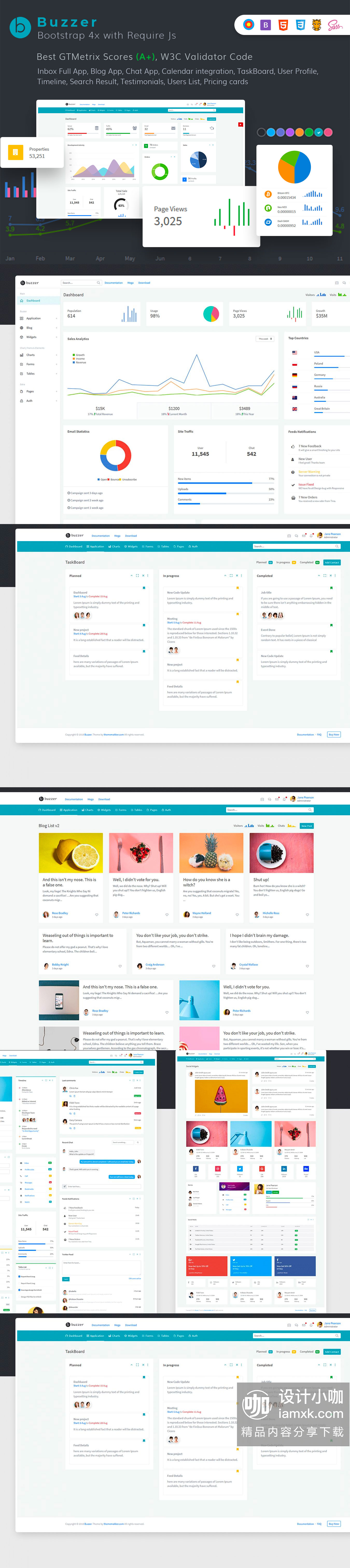 素材库下午茶：精美的多功能数据统计后台仪表盘Bootstrap模板下载[HTML]