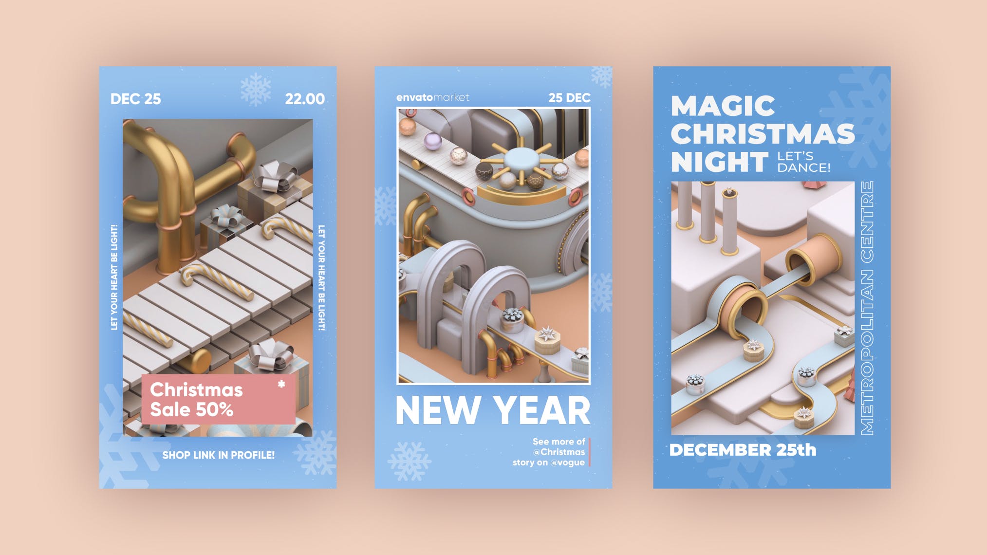 圣诞节3D建模工厂场景背景品牌故事/促销广告模板 Christmas Stories插图(14)