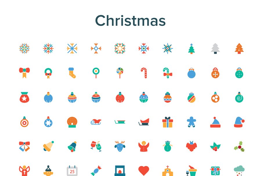 2400+彩色矢量图标 2400+ Colored Vector Icons Bundle插图(1)