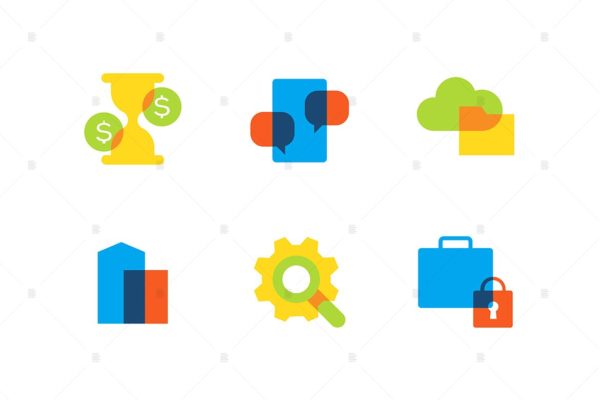 商业&amp;金融主题扁平设计风格矢量素材库精选图标 Business and finance – flat design style icons set