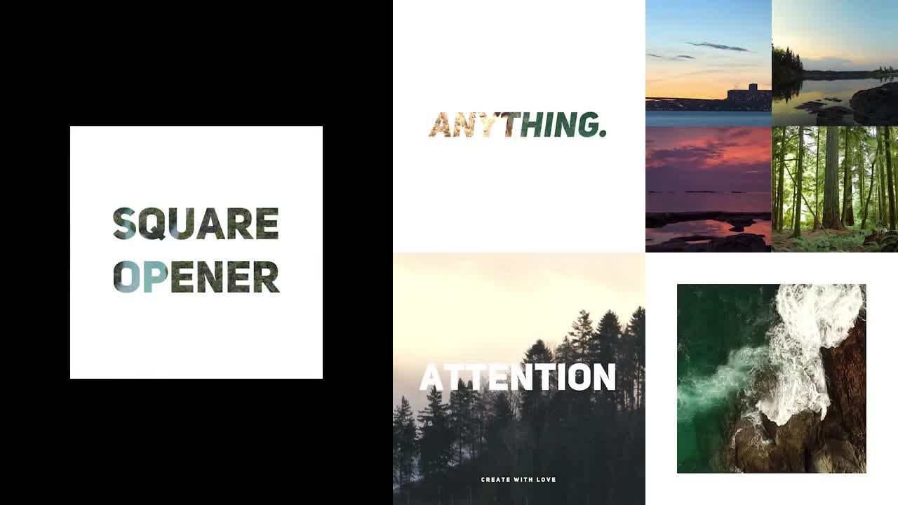 充满活力的方形动画幻灯片展示Pr模板