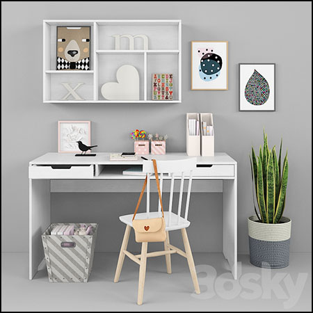 儿童写字桌和装饰品素材之家精选3D模型