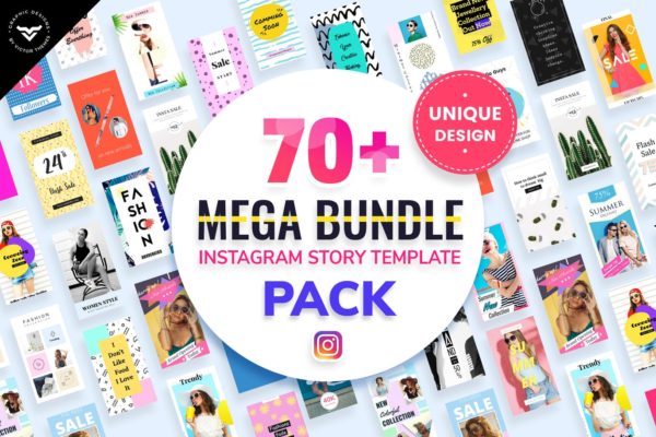70+Instagram社交网站品牌推广广告设计模板素材库精选合集 Instagram Stories Mega Bundle Templates