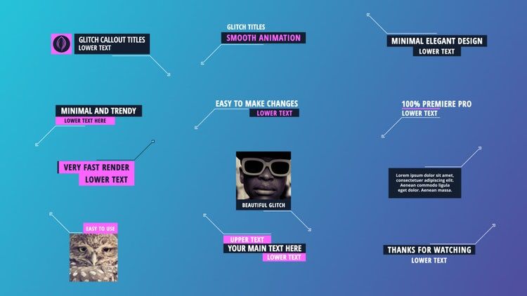 12个专业设计的标注标题动画素材库推荐PR模板