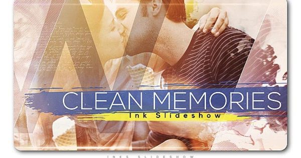 简洁浪漫回忆油墨特效幻灯片视频素材库精选AE模板 Clean Memories Inks Slideshow