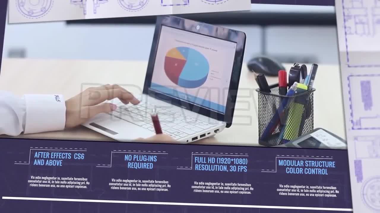 现代简洁创意的公司业务演示素材库精选AE模板