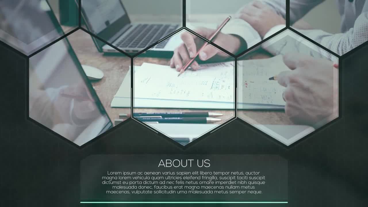 六边形效果企业宣传幻灯片素材库精选pr模板