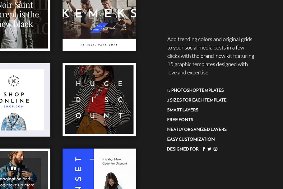 时尚潮牌服装大片社交媒体贴图模板素材库精选 Social Media Handler Kit Vol.3插图(1)