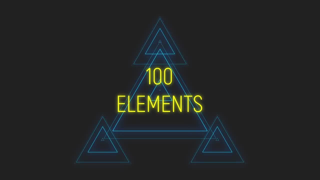 100个霓虹灯发光形状素材库精选AE模板