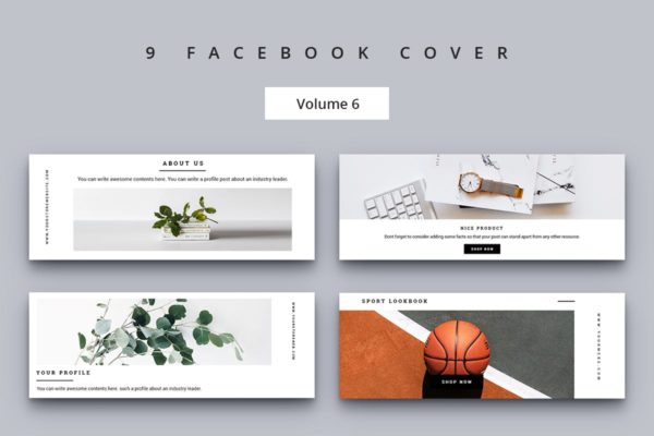 清新简约社交媒体Facebook封面模板素材库精选 Facebook Cover Vol. 6