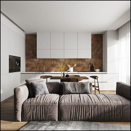 现代开放式厨房场景素材之家精选3D模型By VuBaDinh